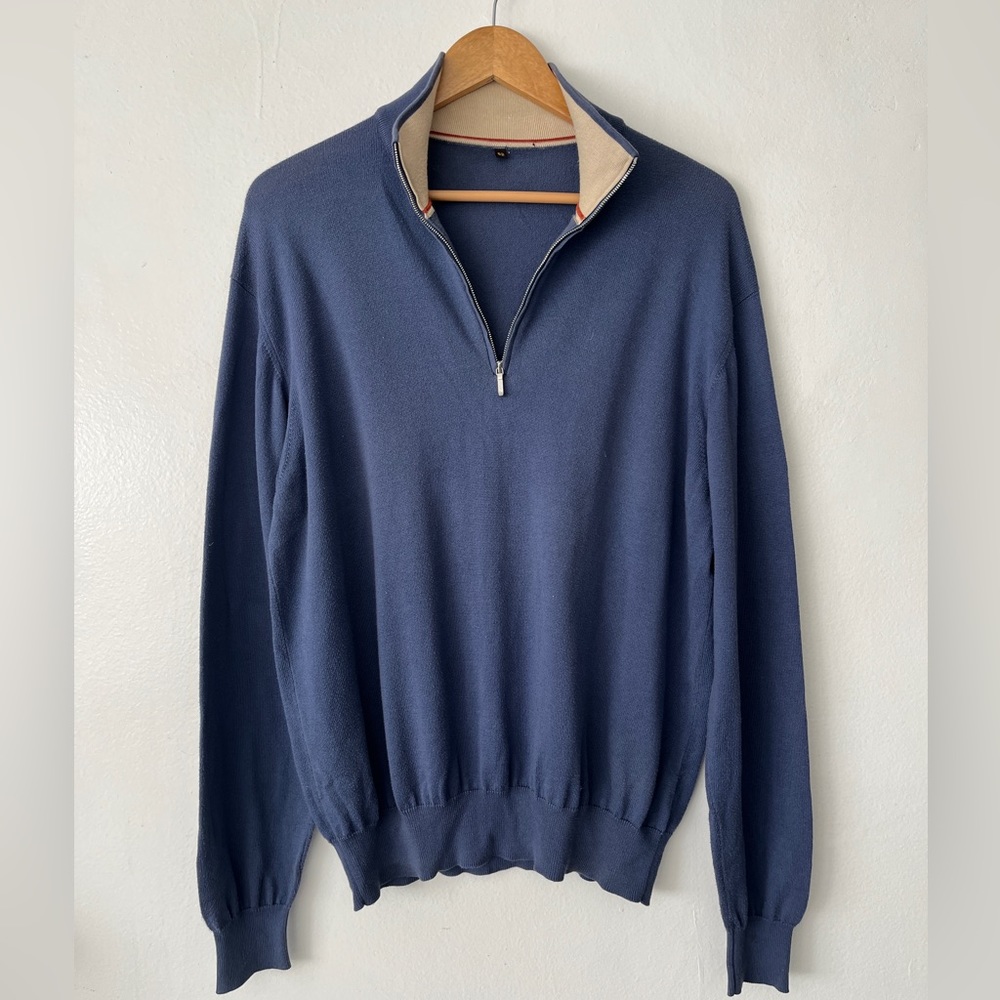 Loro Piana 1/4 Zip Pullover Sweater Cotton Roadster Pull